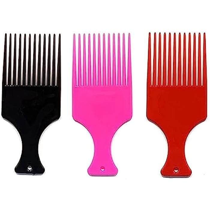 Afro Hair Comb, Standard Distance Hair Catcher, Suitable for All Hair Types (Mixed Color 3 Pieces) - Image 1